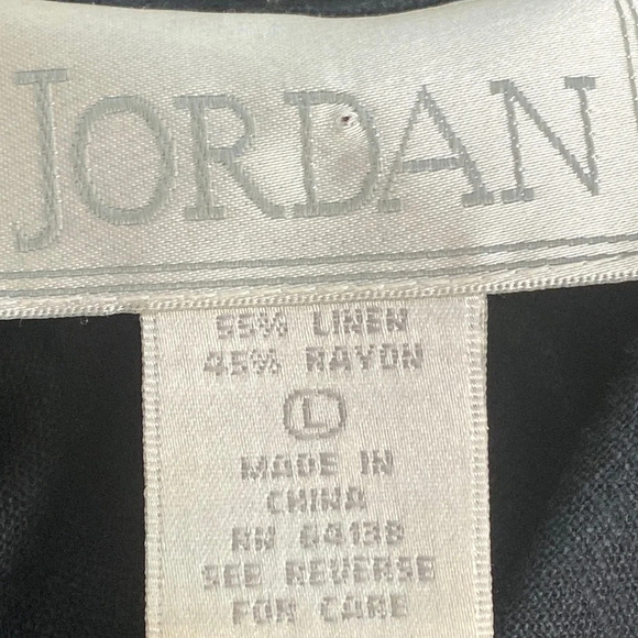 Jordan Black/White Floral Linen Blend Two Piece Set Size L - Picture 7 of 8